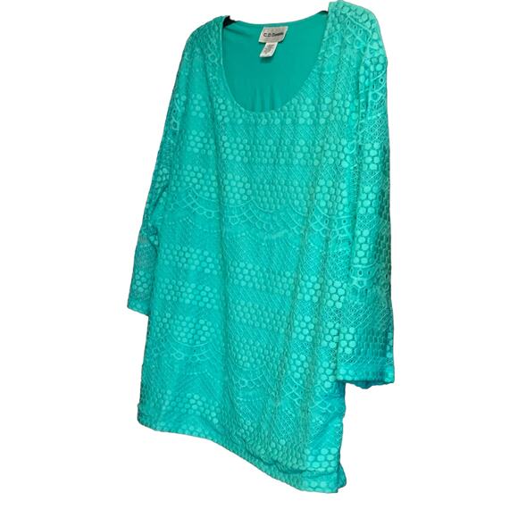 C. D. DANIELS EMBROIDERED PULL-OVER TOP, WOMENS, 3X, MINT GREEN, LINED, DRESSY - Picture 4 of 10